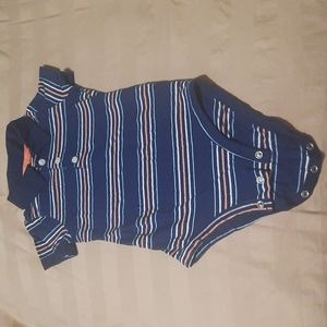 Carter's blue onesie with peach stripes size 18 months